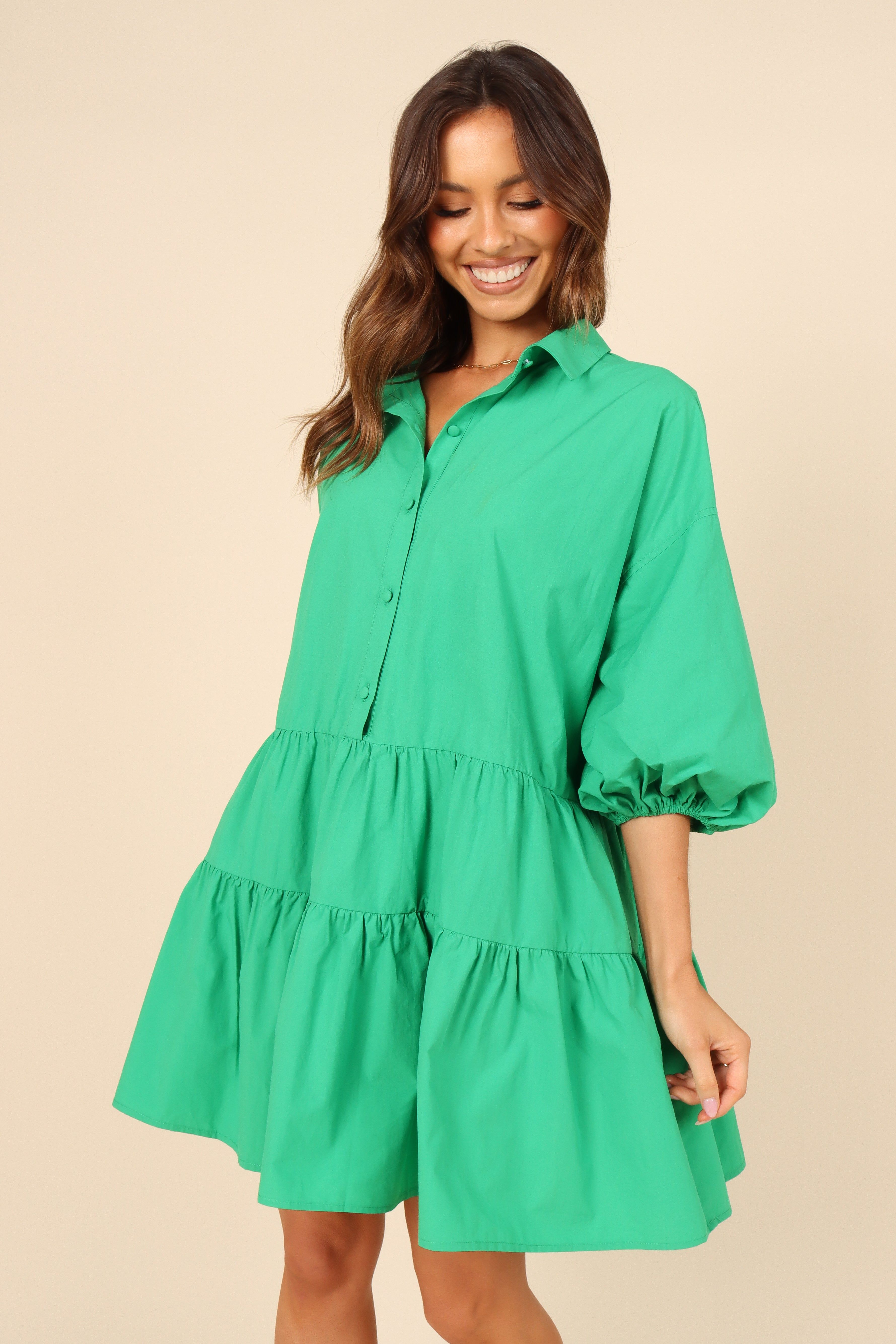 Ryley Tier Mini Dress - Green sold by Petal & Pup