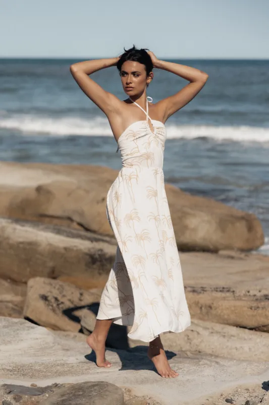 Granger Halterneck Midi Dress - White Print sold by Petal & Pup