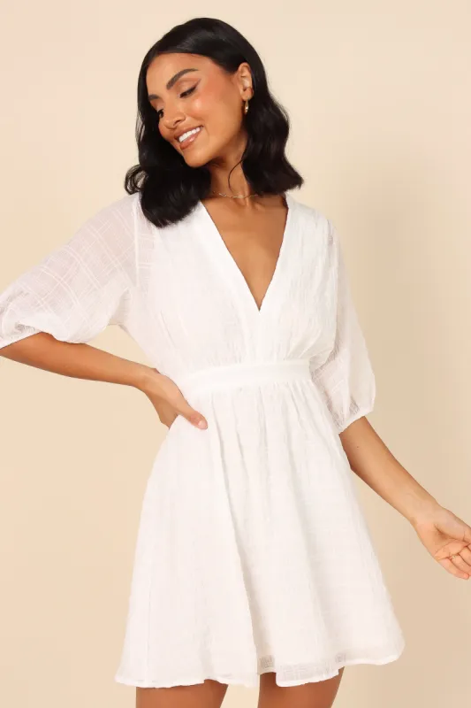 Quinnie Mini Dress - White sold by Petal & Pup