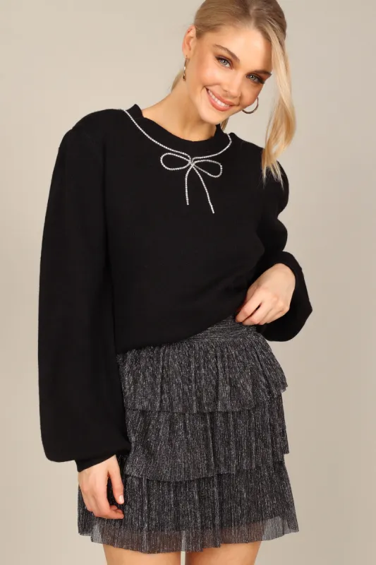 Rachael Tiered Mini Skirt - Black sold by Petal & Pup