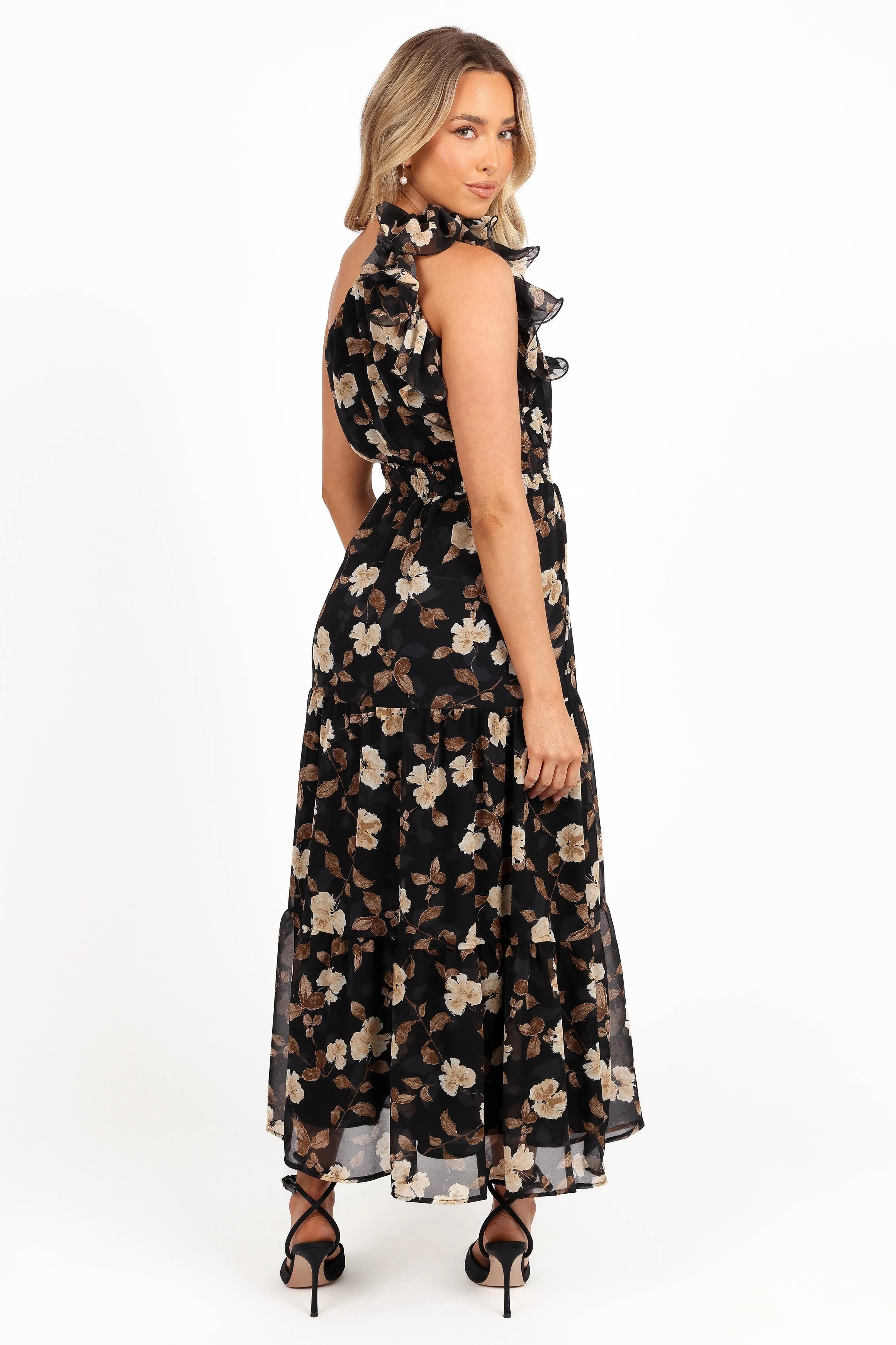 Layley One Shoulder Maxi Dress - Black Floral sold by Petal & Pup product image thumbnail 5