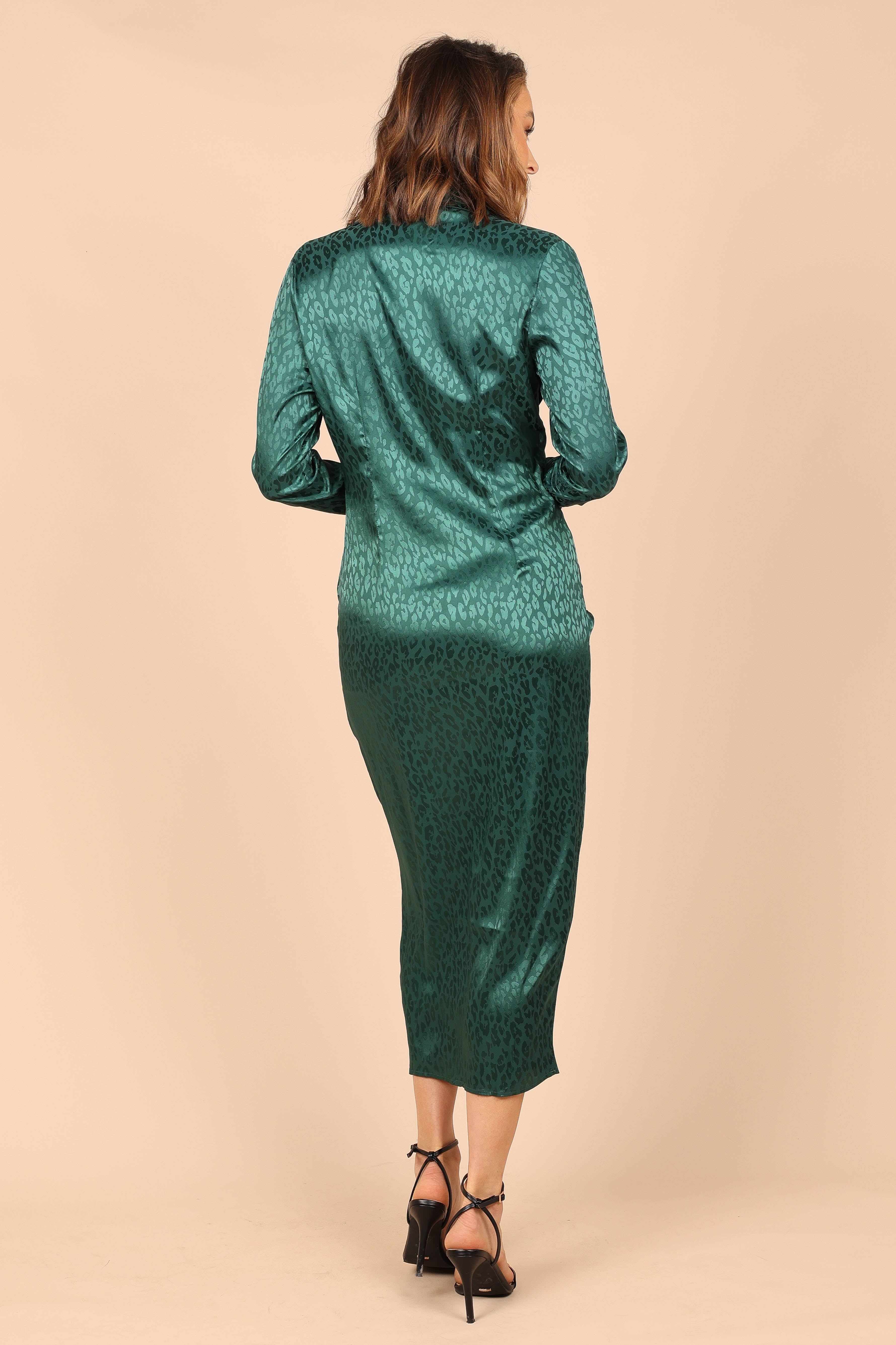 Tanzy Long Sleeve Midi Dress - Emerald sold by Petal & Pup product image thumbnail 4