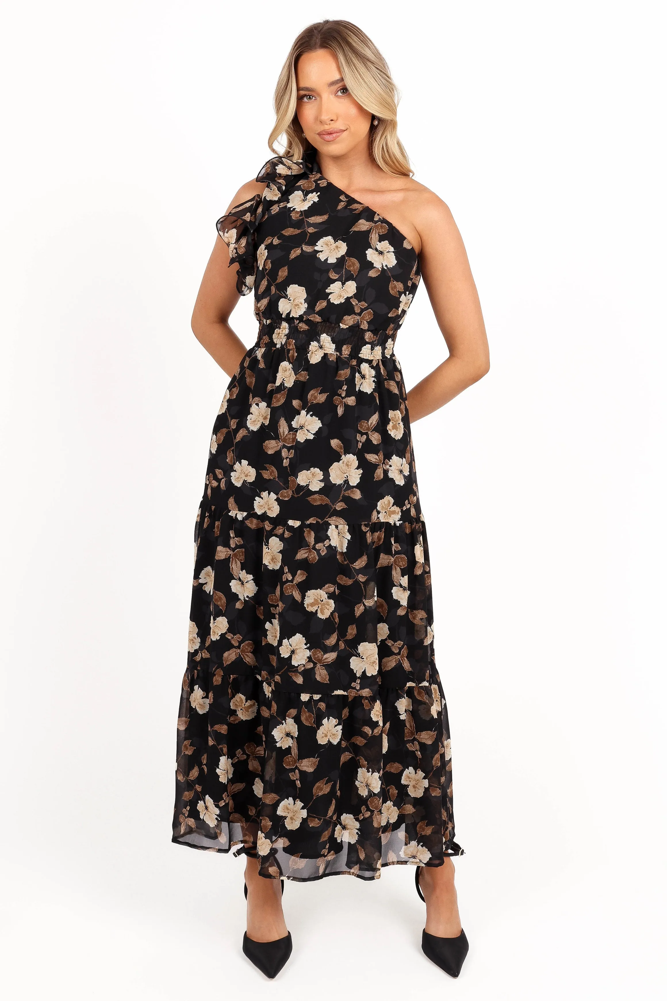 Layley One Shoulder Maxi Dress - Black Floral sold by Petal & Pup product image thumbnail 3