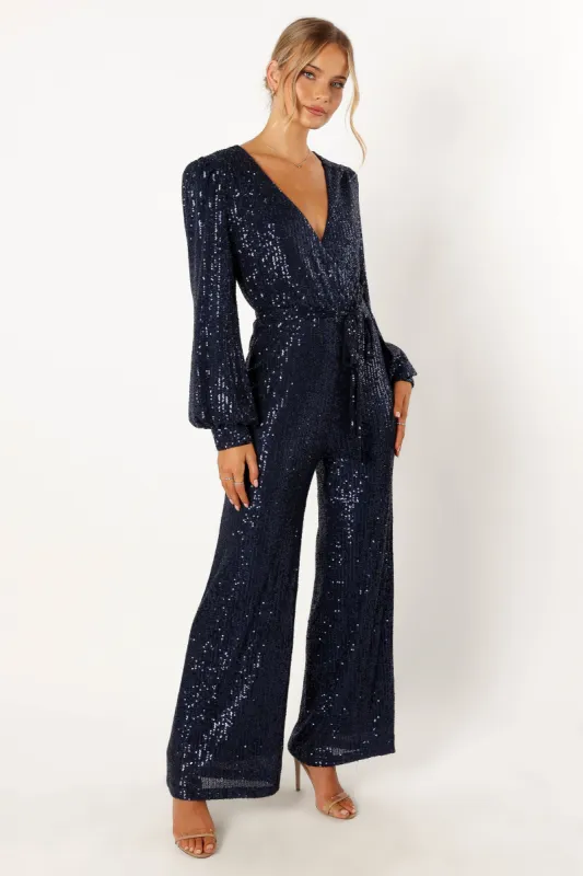 Marley Sequin Jumpsuit - Navy made by Petal & Pup