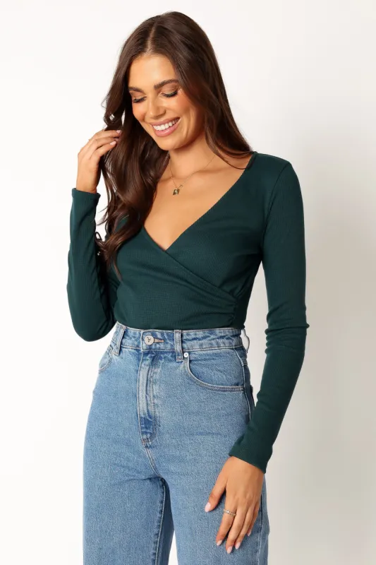 Wells Long Sleeve Bodysuit - Hunter Green sold by Petal & Pup