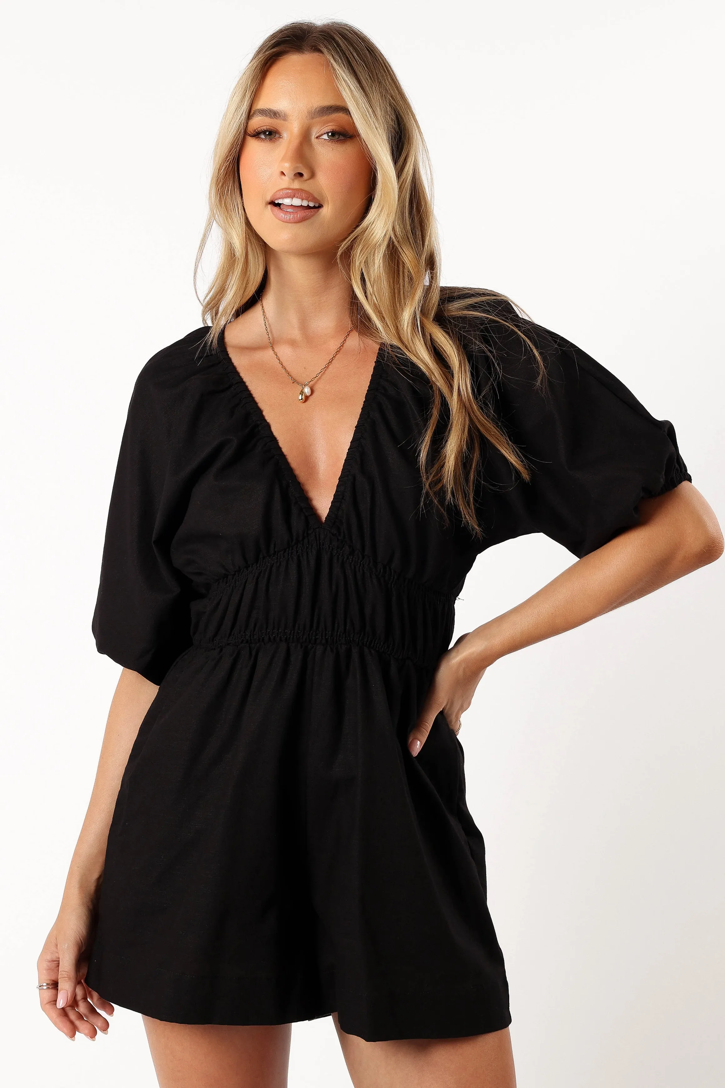 Kaia Romper - Black sold by Petal & Pup