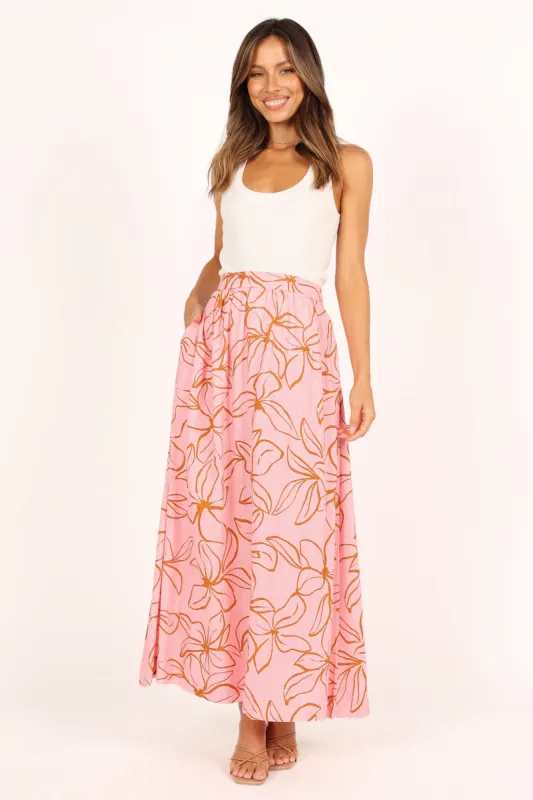 Kasey High Waisted Maxi Skirt - Pink made by Petal & Pup