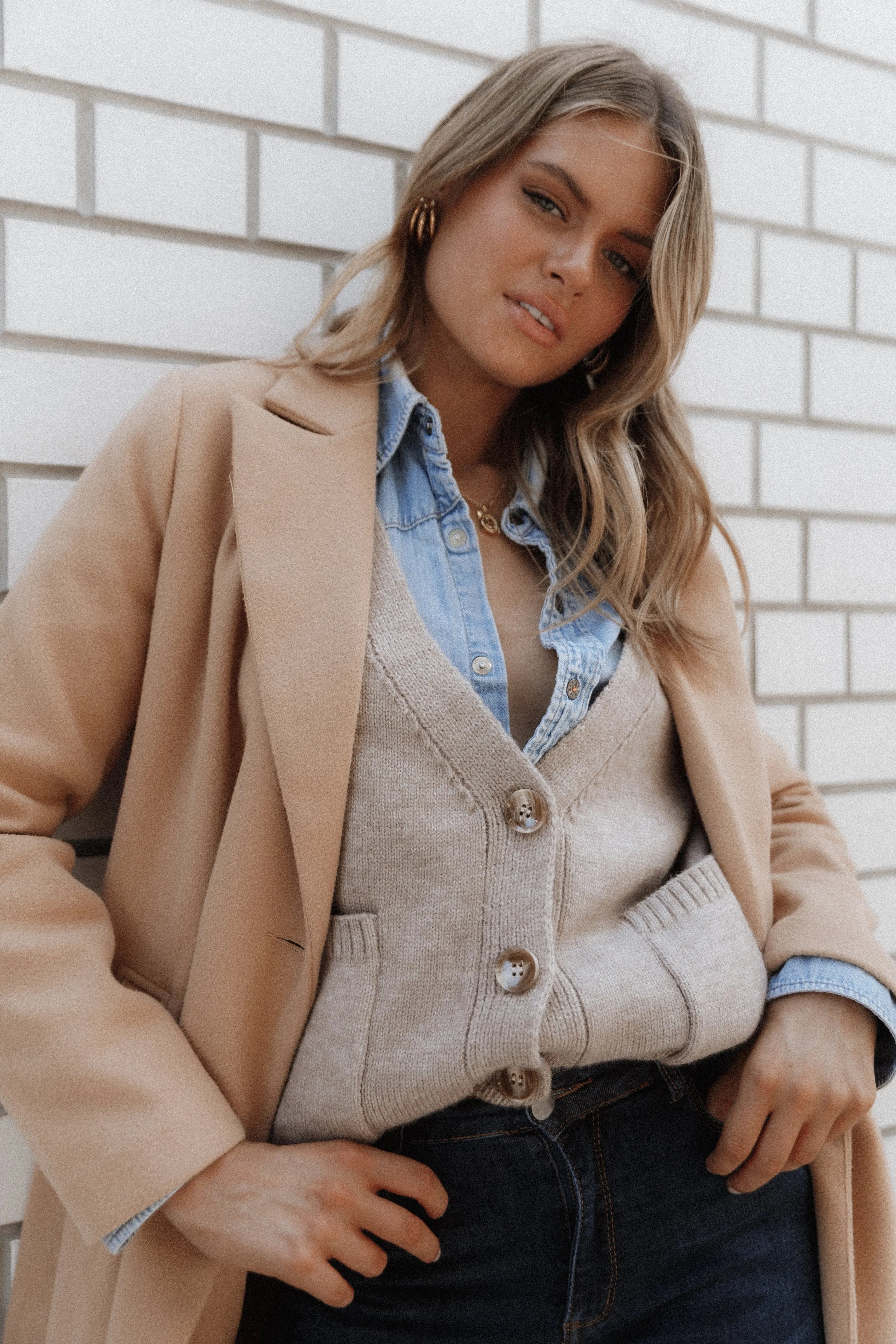 Jackie Knit Sweater Vest - Camel sold by Petal & Pup