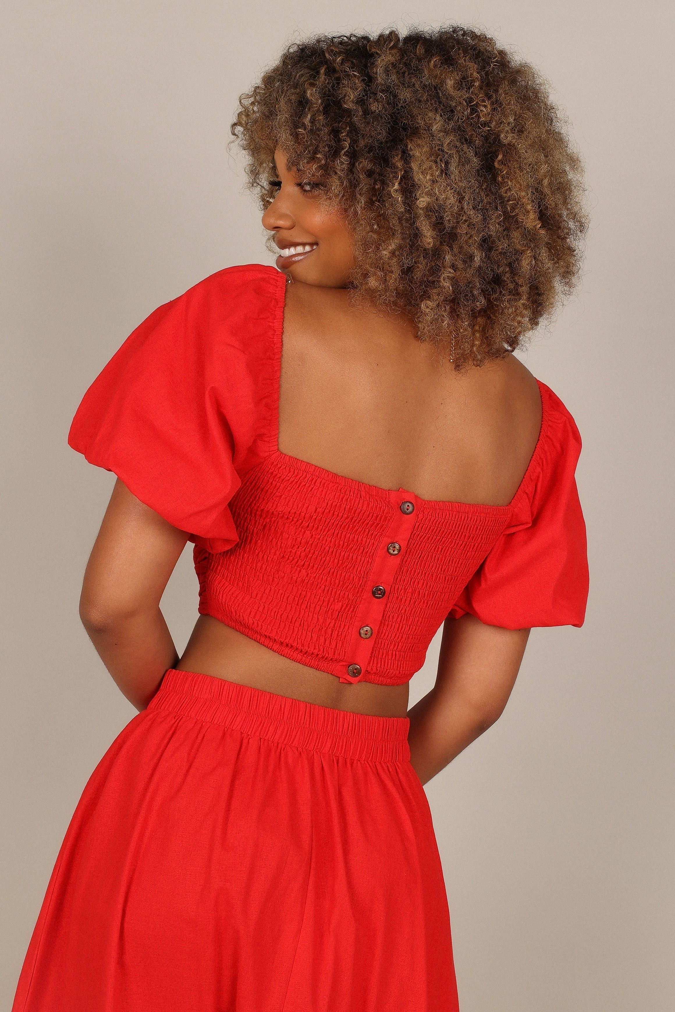 Heidi Puff Sleeve Top - Red sold by Petal & Pup product image thumbnail 3
