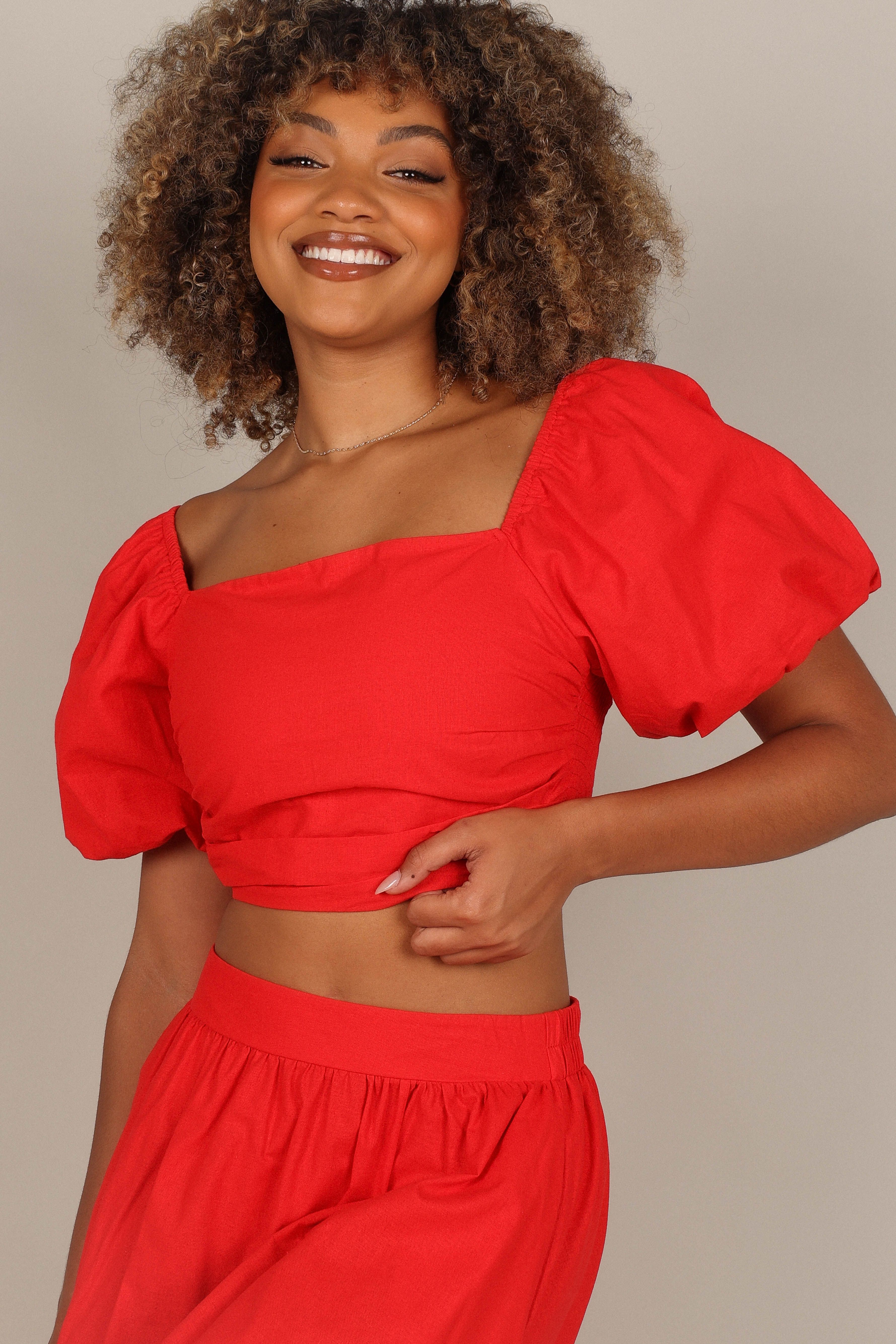 Heidi Puff Sleeve Top - Red sold by Petal & Pup product image thumbnail 2
