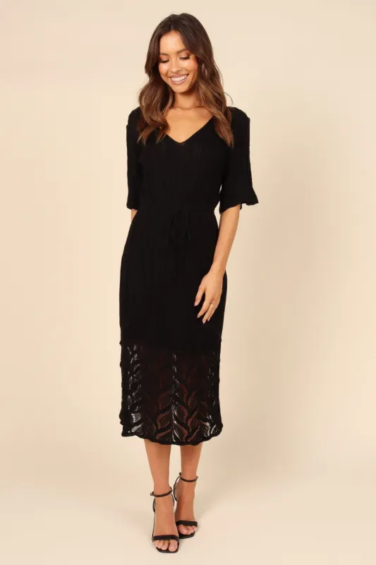 Natalie Crochet Midi Dress - Black sold by Petal & Pup