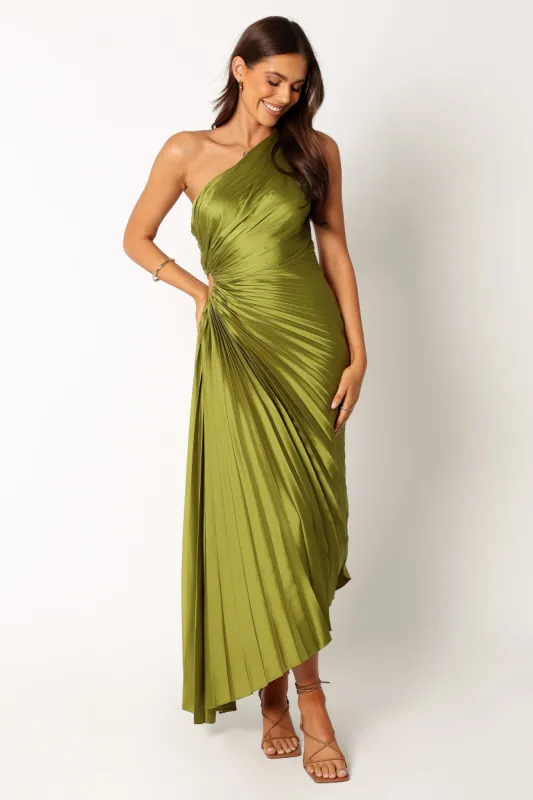 Kleo One Shoulder Maxi Dress - Olive Green sold by Petal & Pup