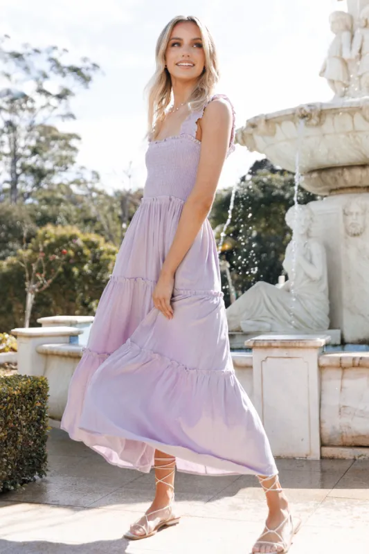 August Shirred Maxi Dress - Lilac sold by Petal & Pup