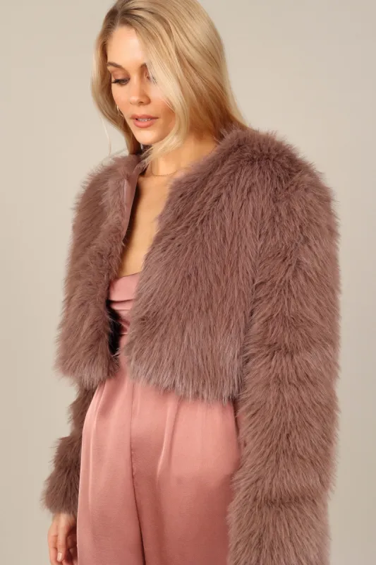 Molly Faux Fur Jacket - Mocha sold by Petal & Pup