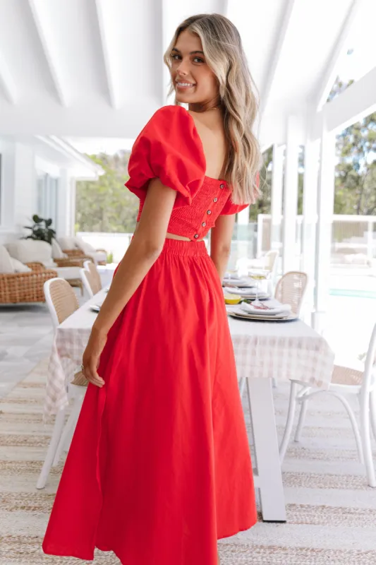 Heidi High Waisted Maxi Skirt - Red sold by Petal & Pup