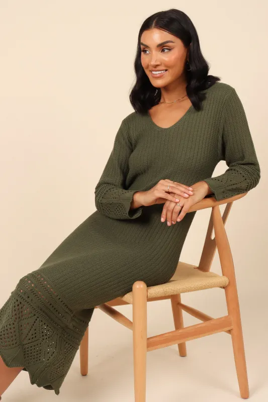 Maggie Crochet Midi Dress - Emerald sold by Petal & Pup