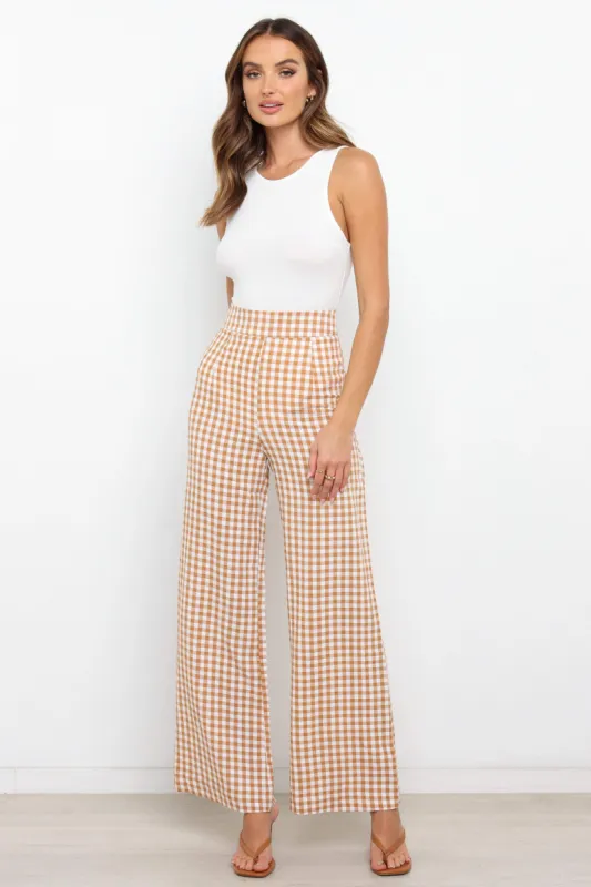 Gimmie Pants - Tan Gingham sold by Petal & Pup