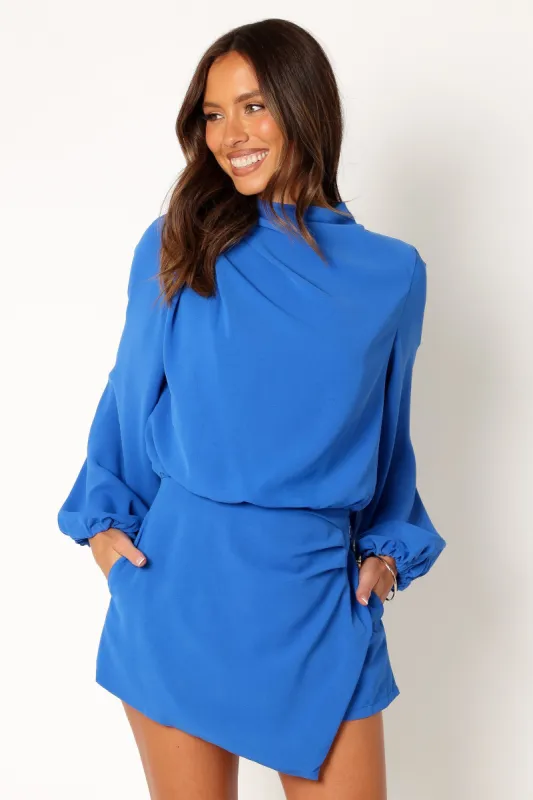 Galen Long Sleeve Romper - Paris Blue sold by Petal & Pup