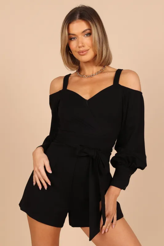 Emma Long Sleeve Romper - Black sold by Petal & Pup