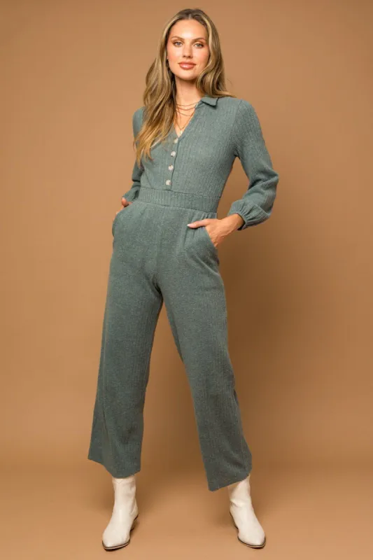 Hannah Stretch Jumpsuit - Jade sold by Petal & Pup