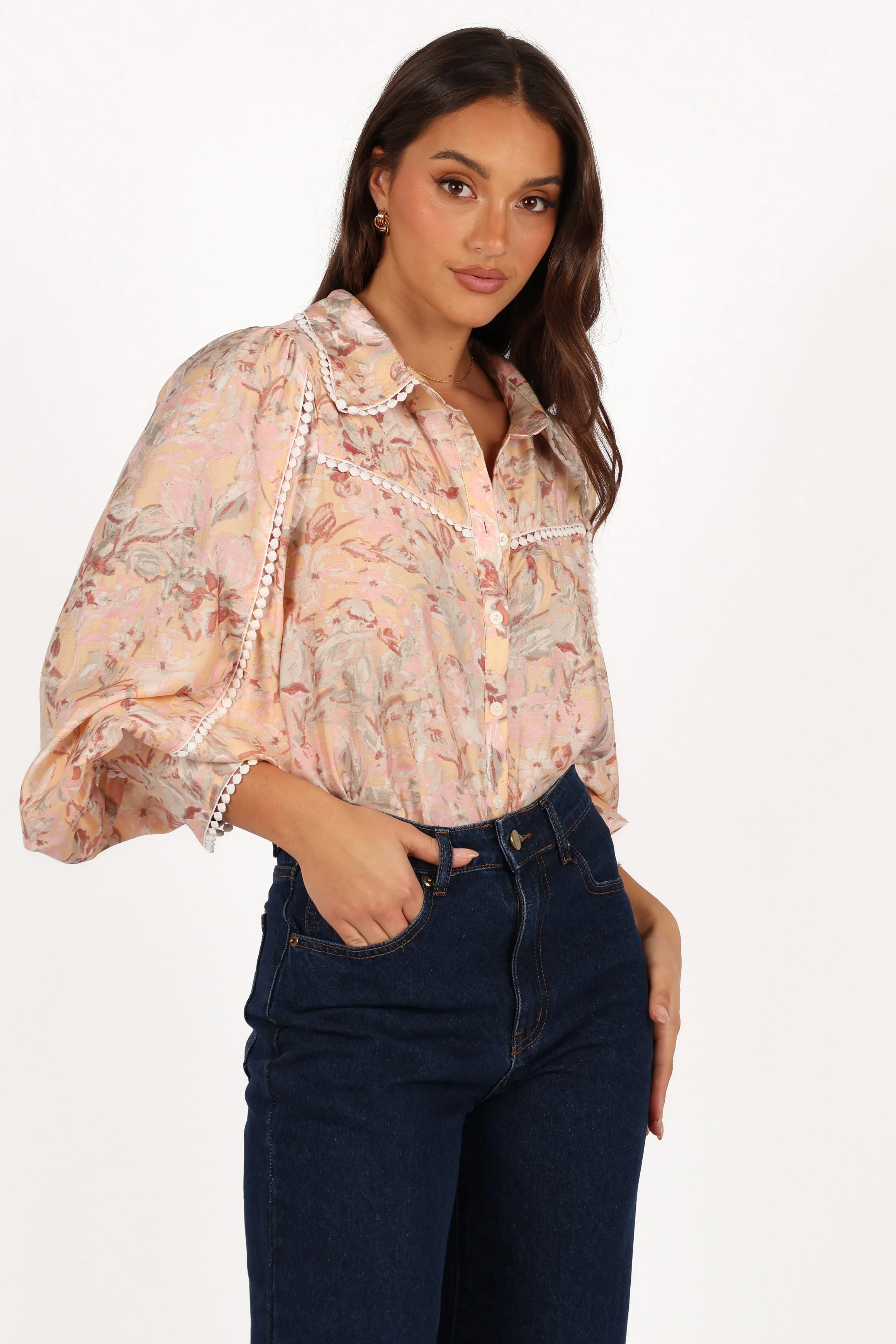 Floria Top - Beige Floral sold by Petal & Pup product image thumbnail 5