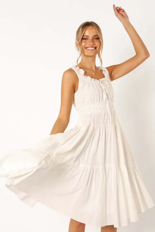 Oriana Midi Dress - White sold by Petal & Pup