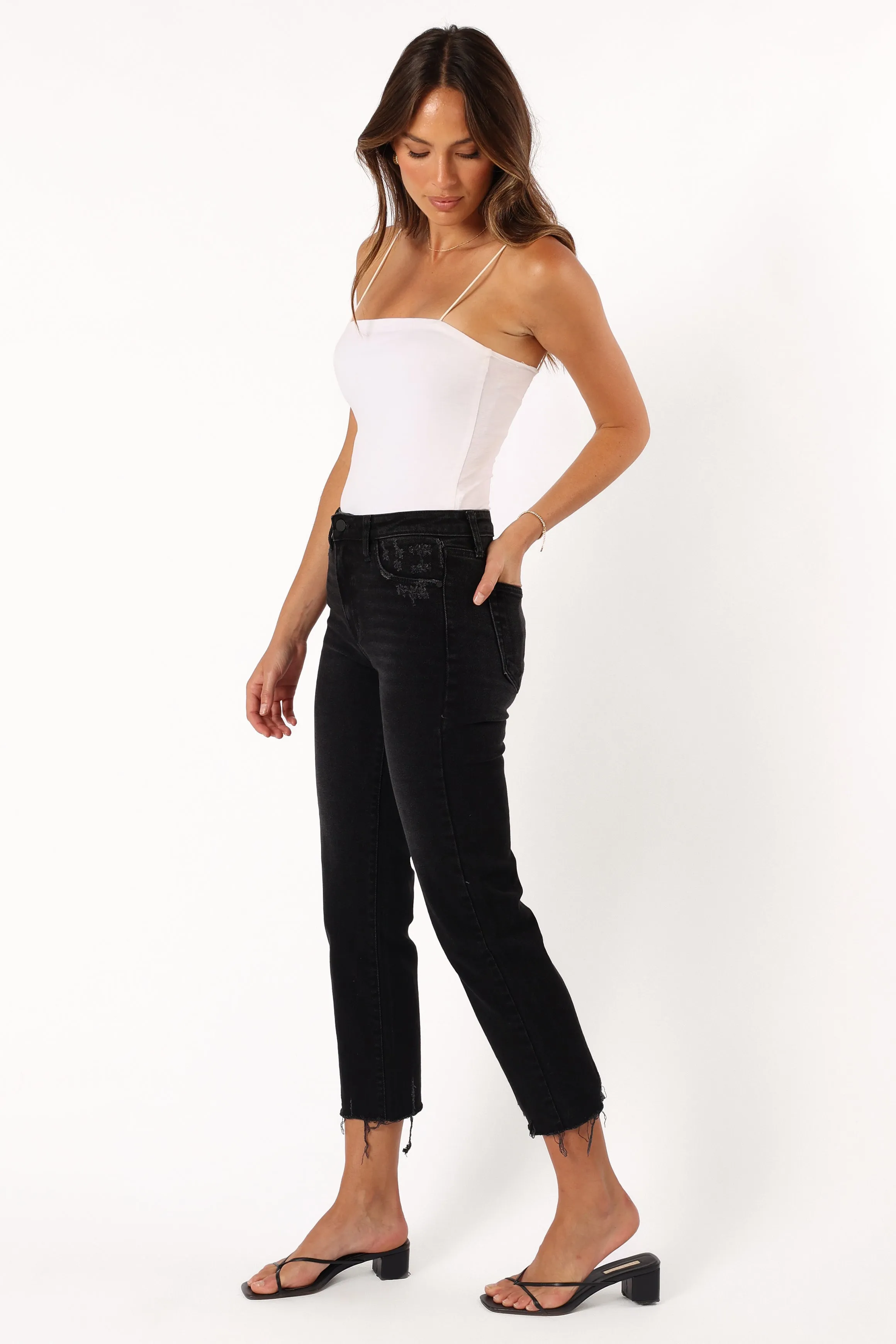 Rowan High Rise Straight Leg Jean - Washed Black sold by Petal & Pup product image thumbnail 3