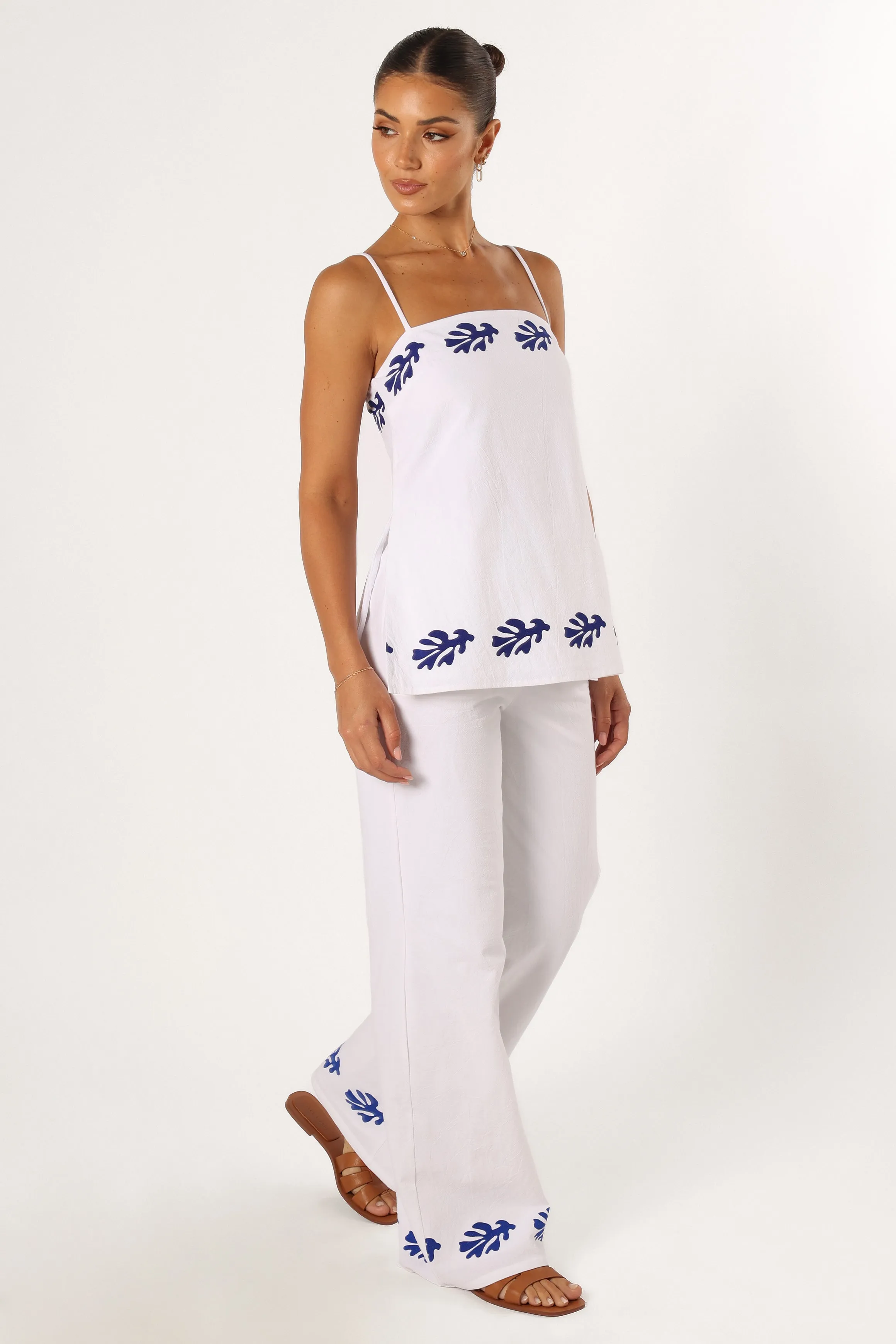 Amalia Pant - White Blue sold by Petal & Pup