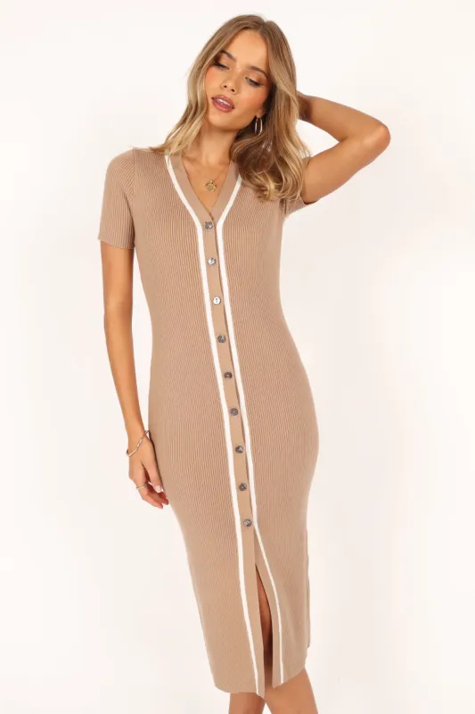Maxima Midi Dress - Tan sold by Petal & Pup