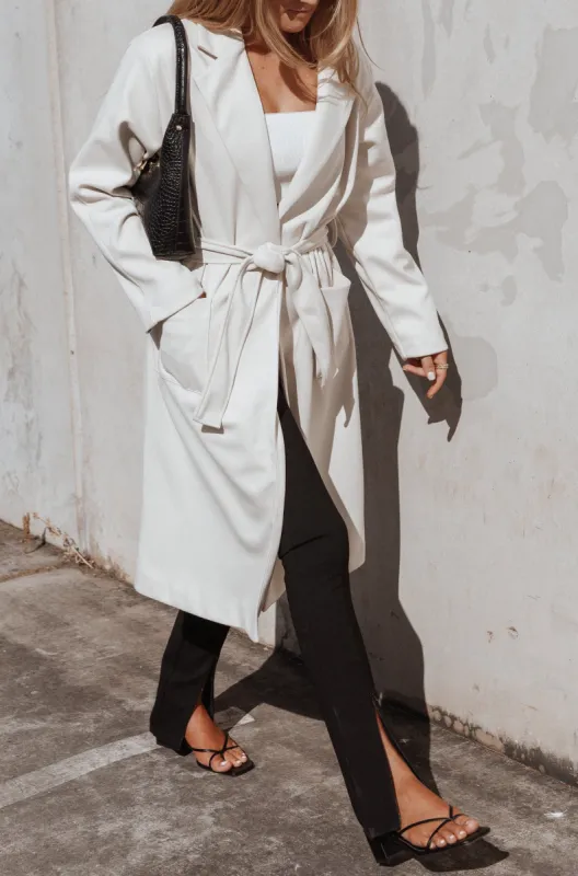 Eden Tie Front Coatigan - Beige sold by Petal & Pup