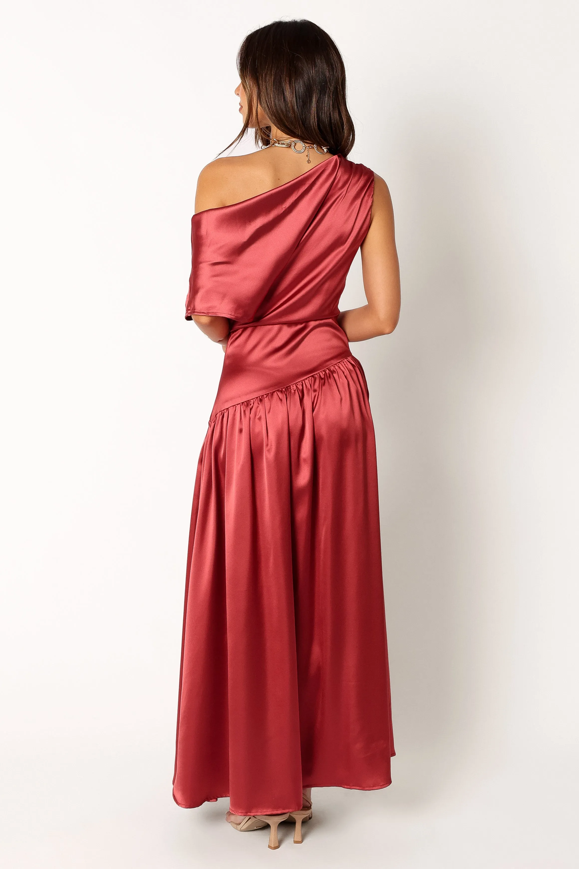 Eshie One Shoulder Maxi Dress - Wine sold by Petal & Pup product image thumbnail 5