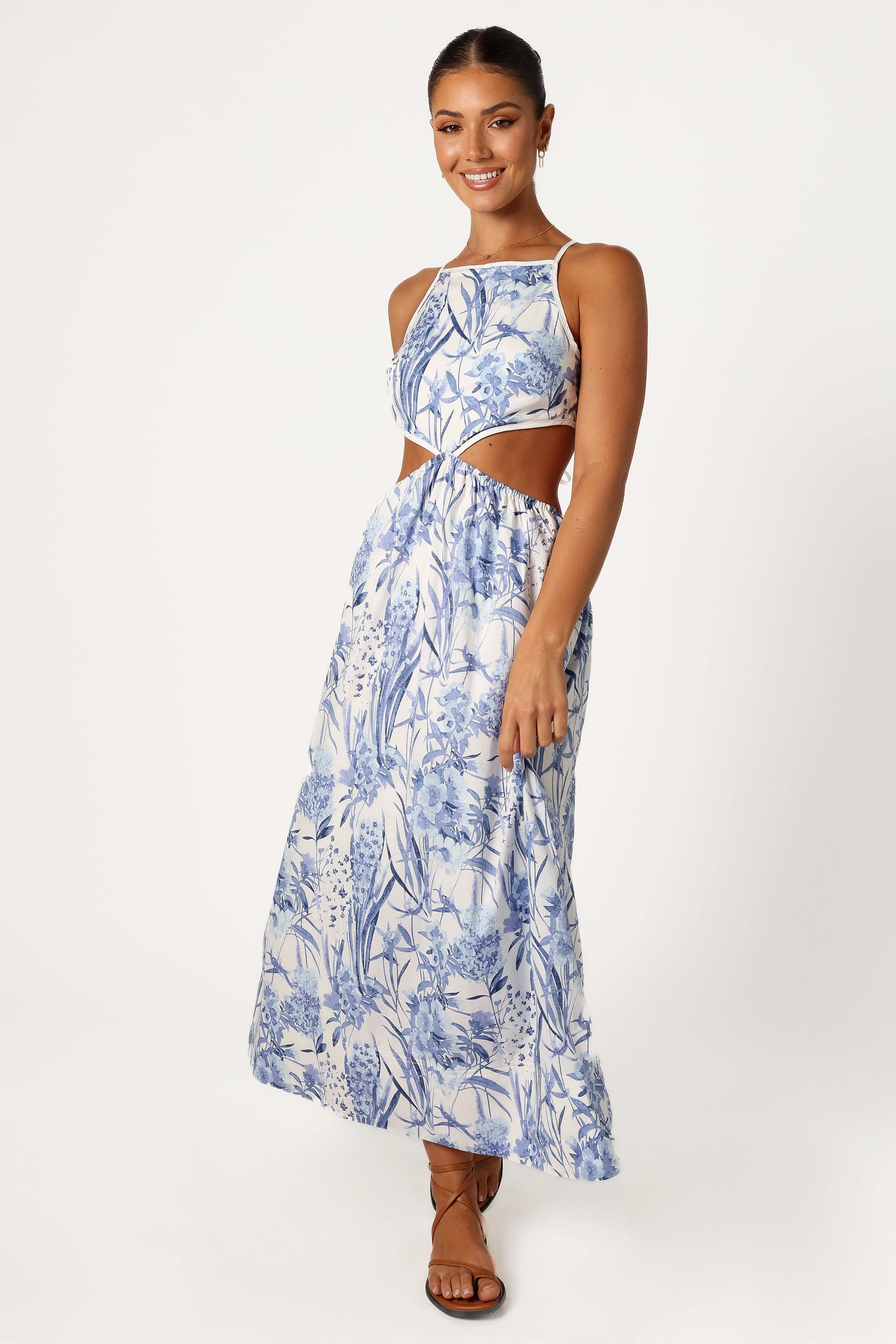 Sena Midi Dress - Blue Floral sold by Petal & Pup