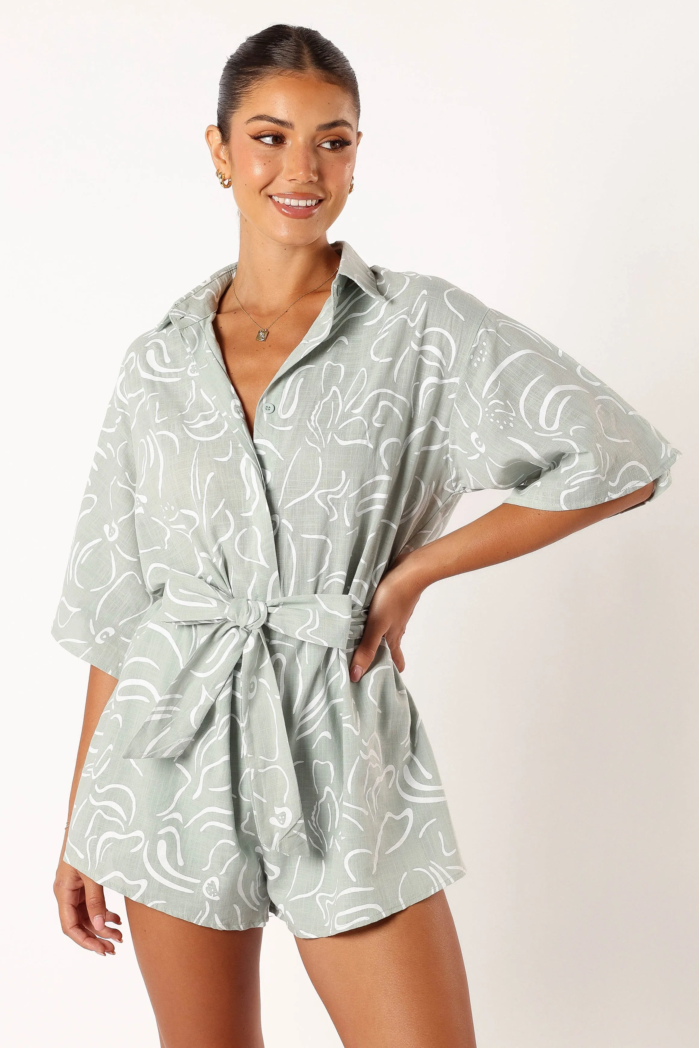 Kellie Romper - Sage sold by Petal & Pup product image thumbnail 3