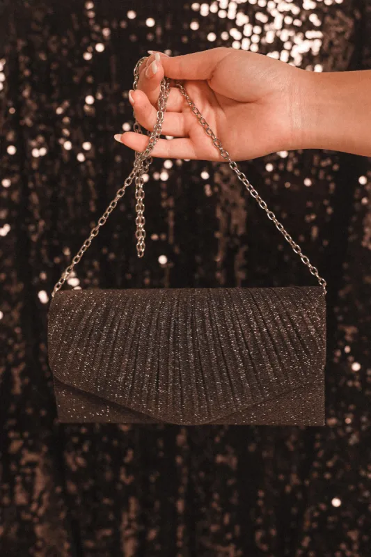 Audrina Clutch - Black Sparkle sold by Petal & Pup
