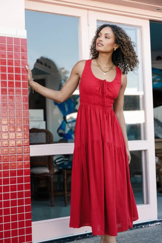 Oria Midi Dress - Red sold by Petal & Pup