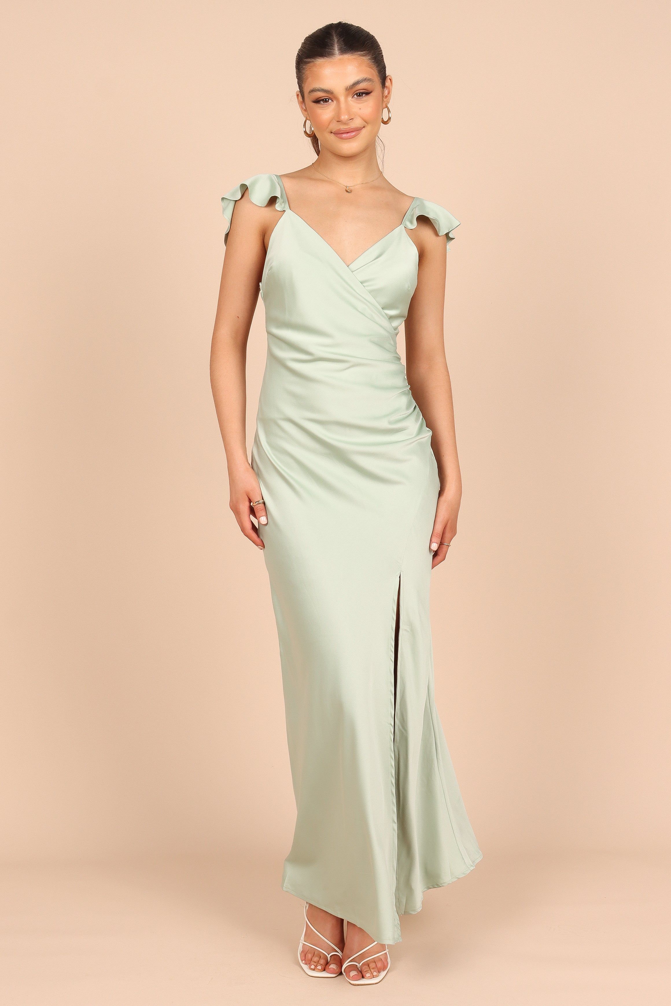 Peony Frill Cap Sleeve Maxi Dress - Sage sold by Petal & Pup