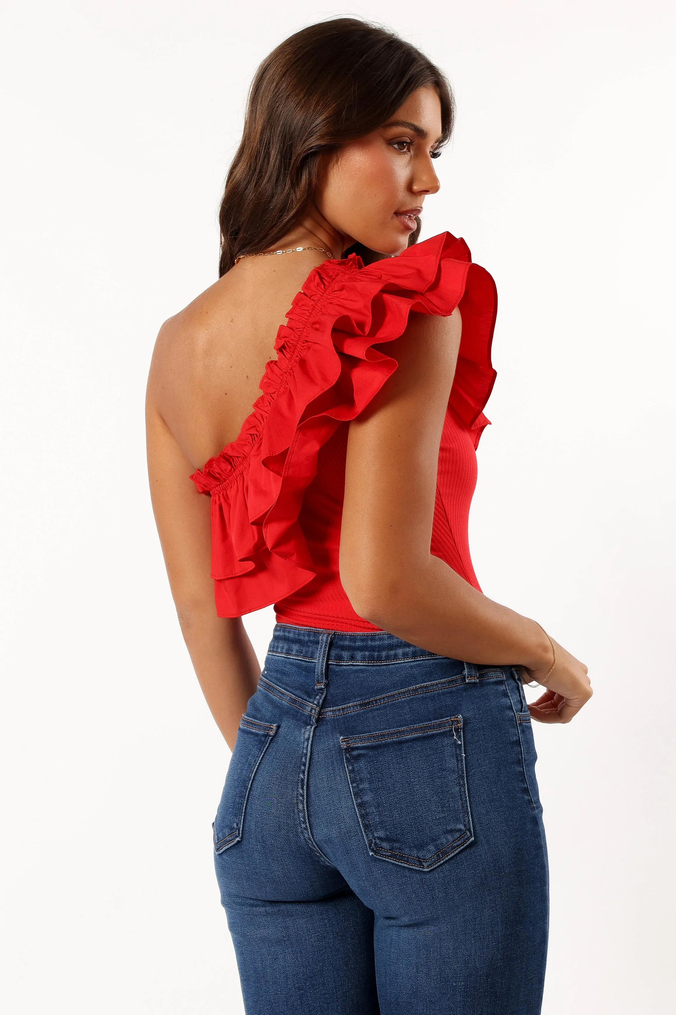 Meena One Shoulder Bodysuit - Red sold by Petal & Pup product image thumbnail 4