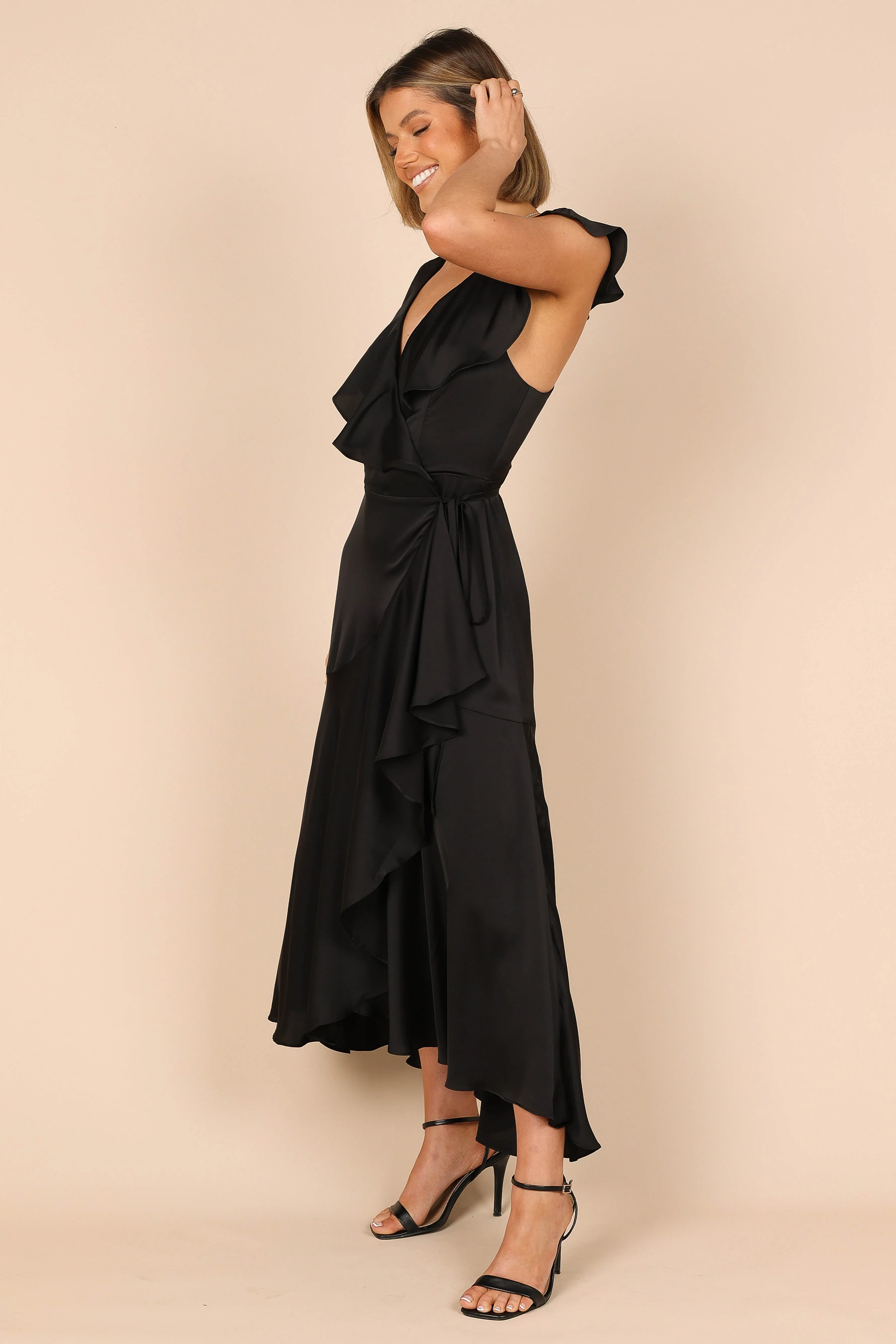 Cally Frill Shoulder Midi Dress - Black sold by Petal & Pup product image thumbnail 5