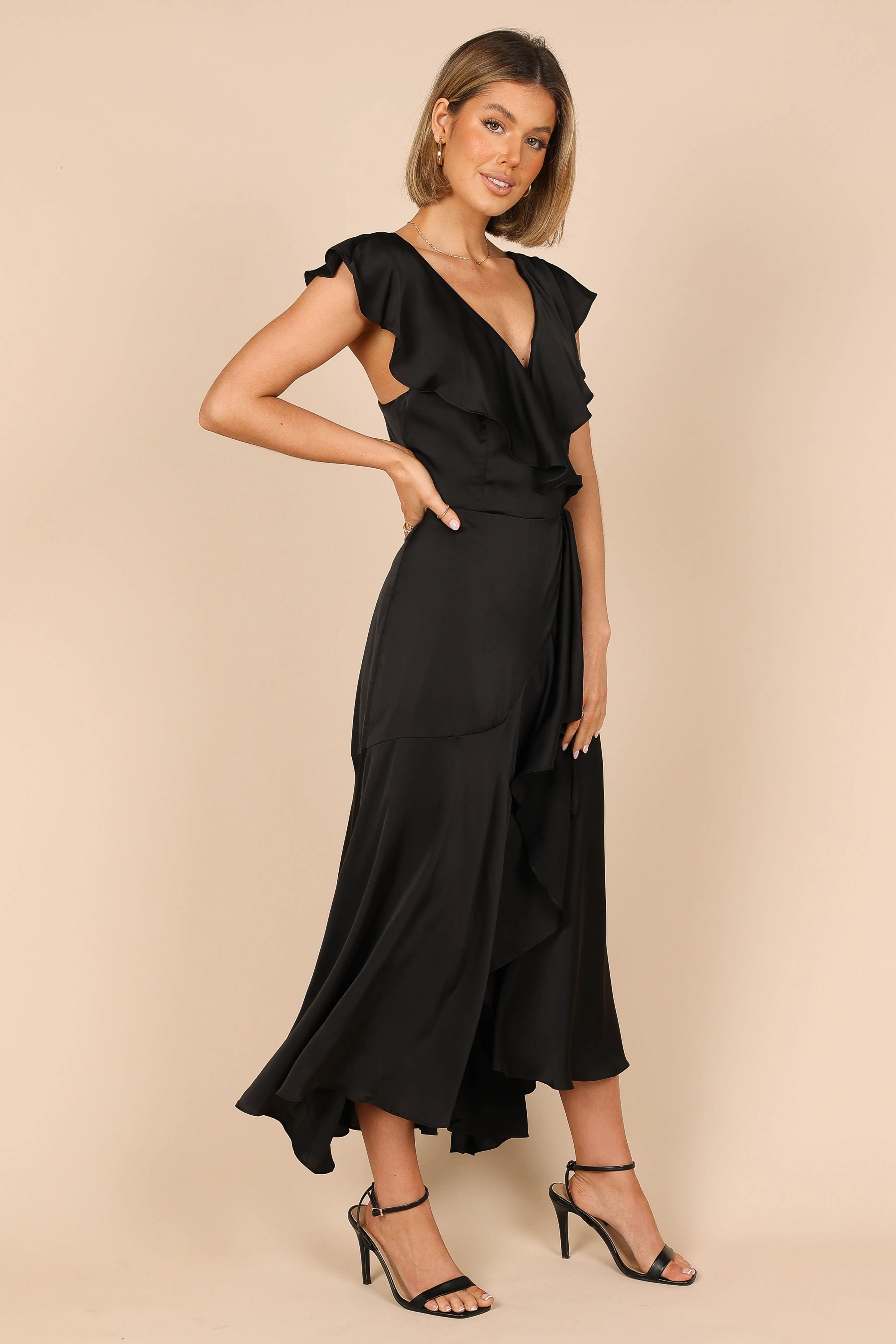 Cally Frill Shoulder Midi Dress - Black sold by Petal & Pup product image thumbnail 4