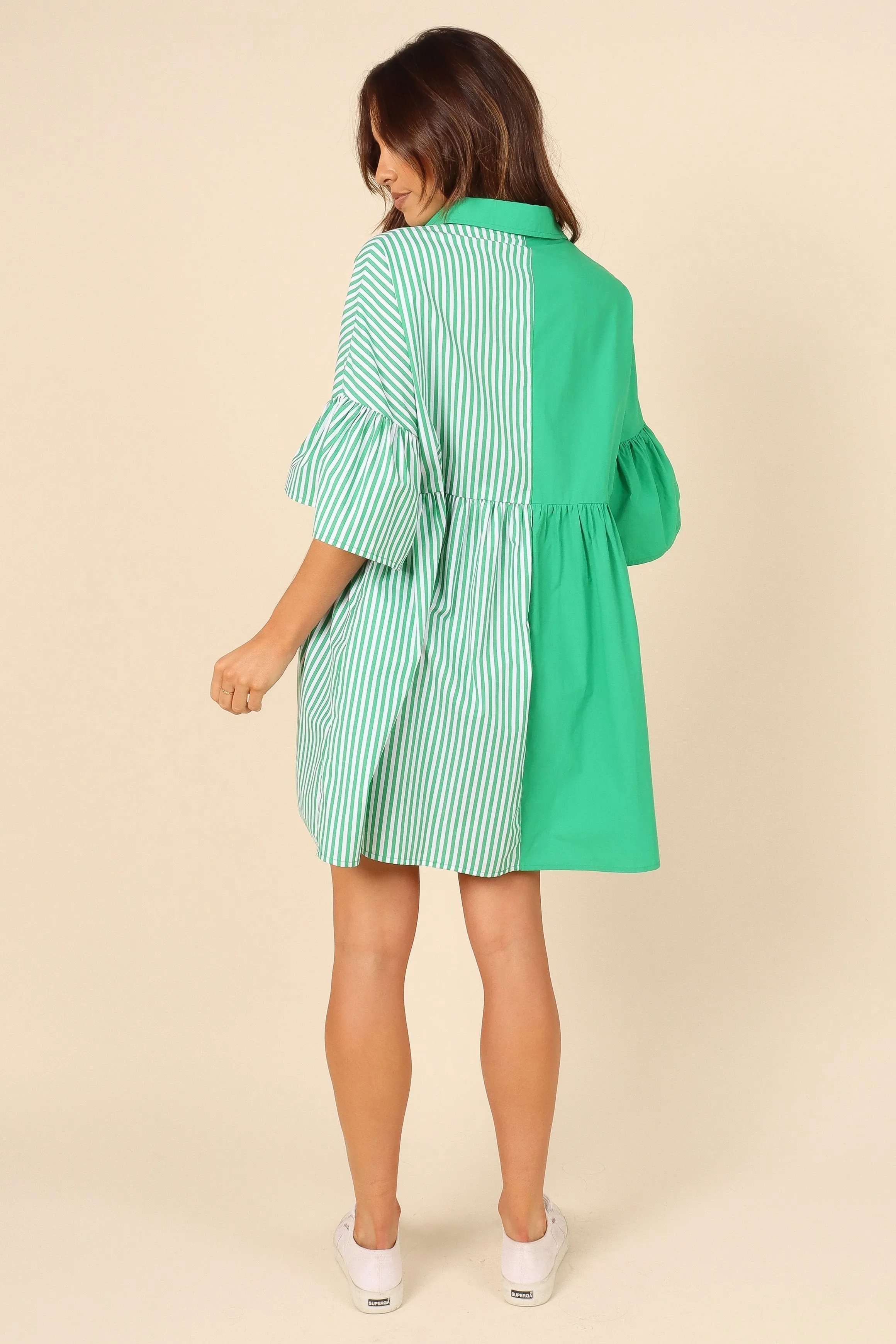 Didi Frill Mini Dress - Green Stripe sold by Petal & Pup product image thumbnail 5