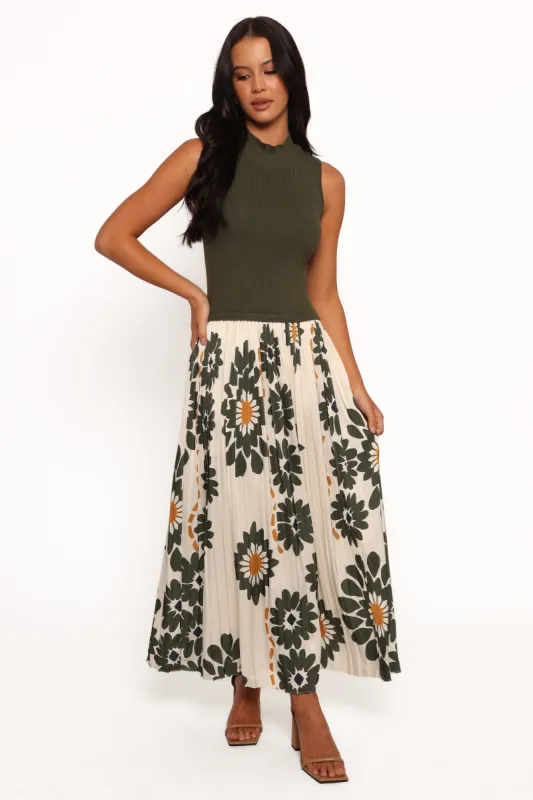 June Midi Dress - Cream/Olive sold by Petal & Pup