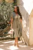 Nova Flutter Sleeve Midi Dress - Olive sold by Petal & Pup