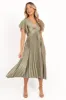 Nova Flutter Sleeve Midi Dress - Olive sold by Petal & Pup