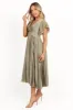 Nova Flutter Sleeve Midi Dress - Olive sold by Petal & Pup