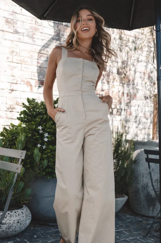 Gwen Jumpsuit - Beige sold by Petal & Pup