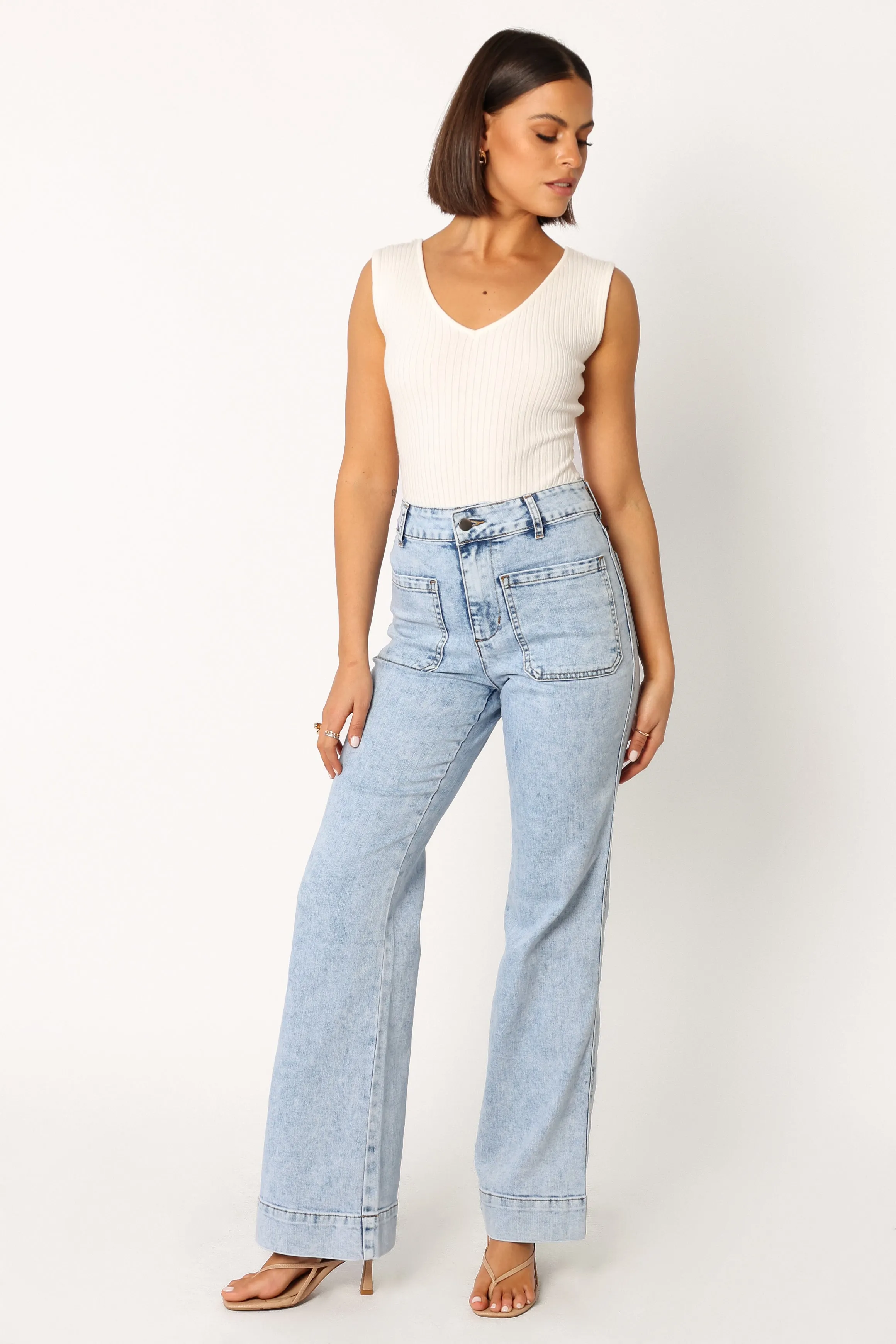 Nico Wide Leg Jean - Blue sold by Petal & Pup