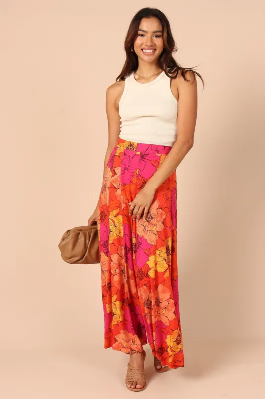 Pippa Wide Leg Pants - Orange Floral sold by Petal & Pup