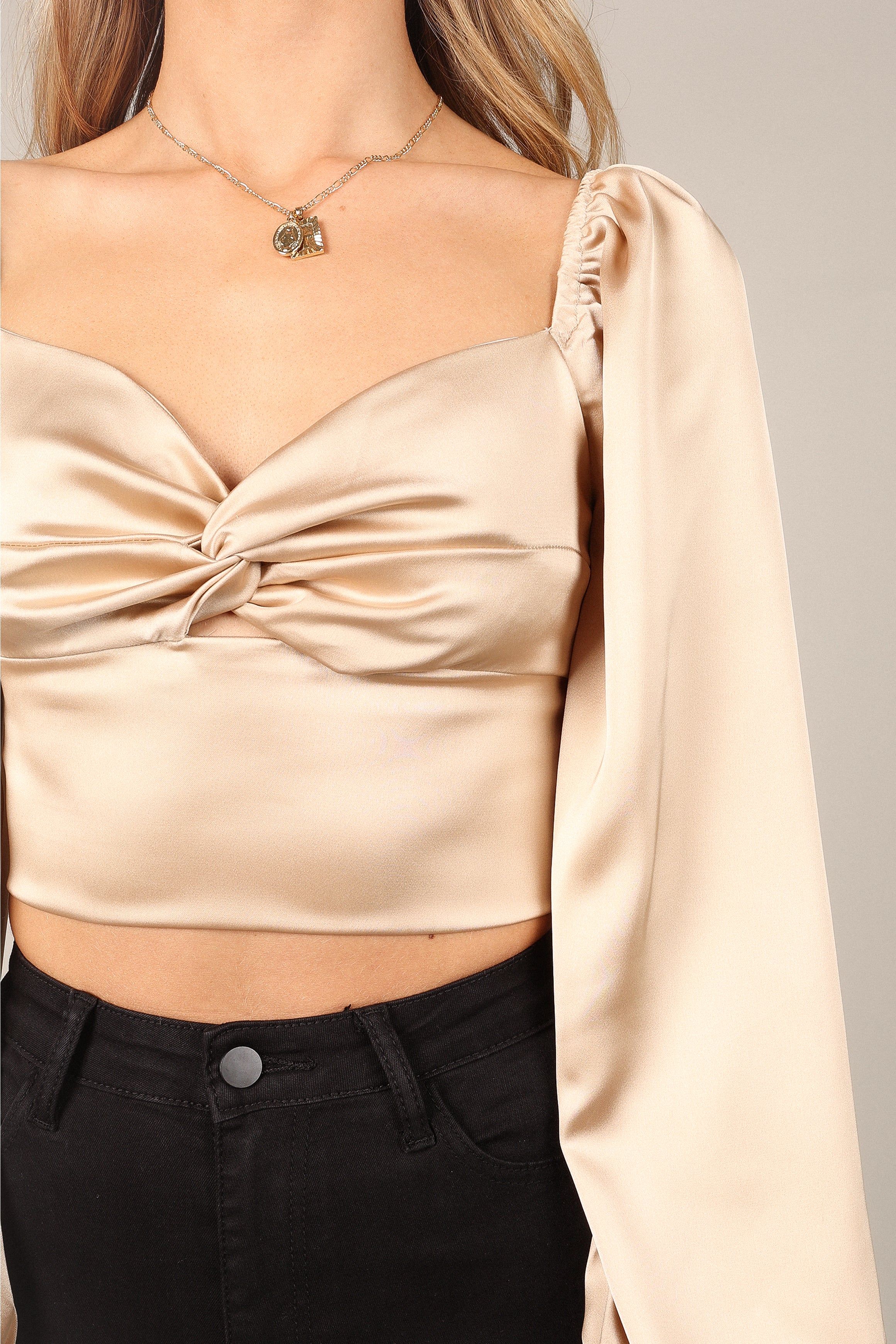Rosa Long Sleeve Satin Top - Gold sold by Petal & Pup product image thumbnail 3