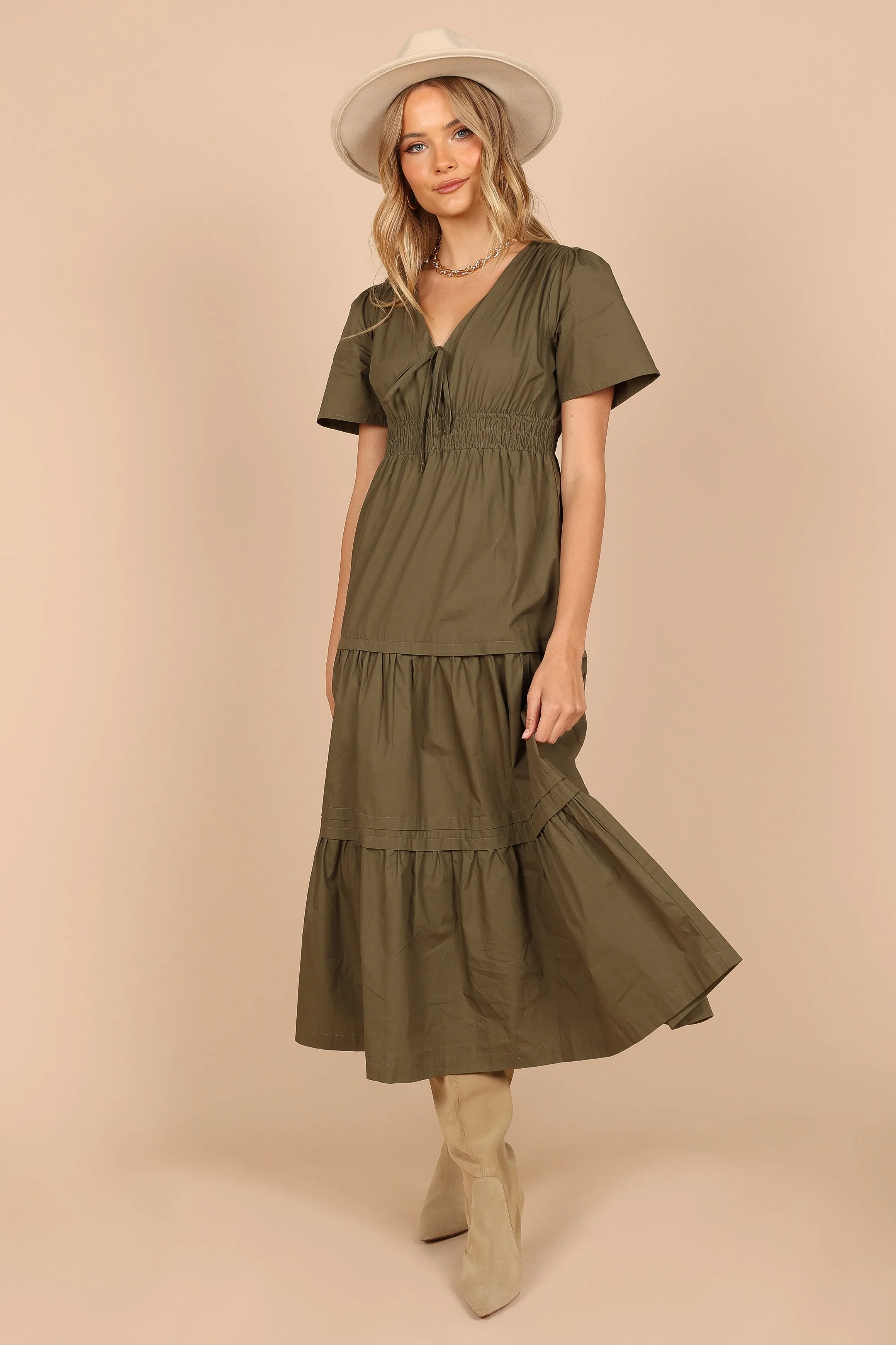 Madelyn Tiered Maxi Dress - Olive sold by Petal & Pup product image thumbnail 4
