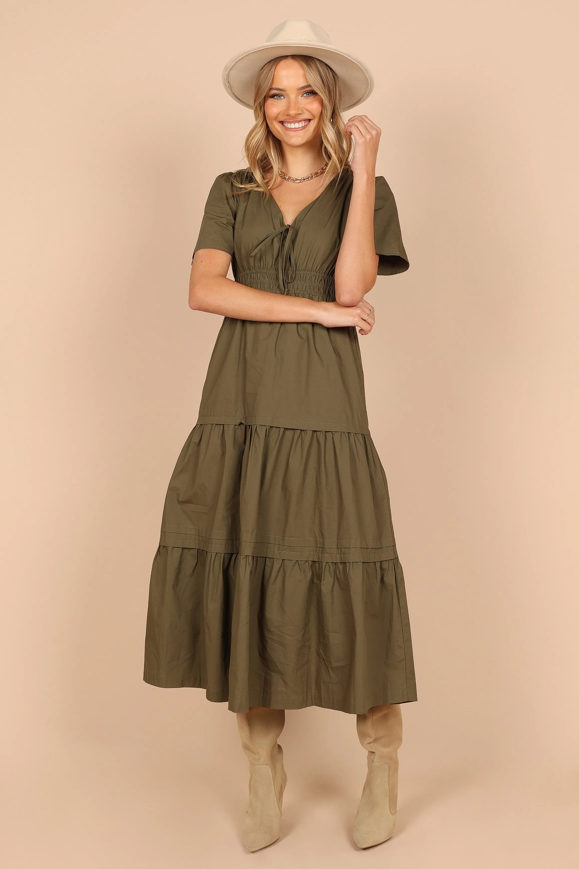 Madelyn Tiered Maxi Dress - Olive sold by Petal & Pup product image thumbnail 3